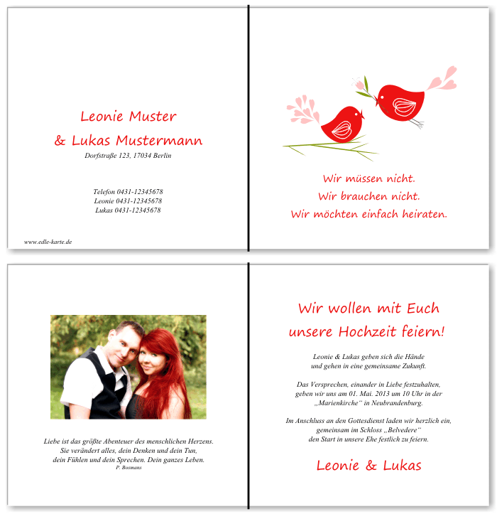  Einladungskarten Hochzeit, Hochzeitseinladungen, Hochzeitskarten, Einladungen f&uuml;r Hochzeit