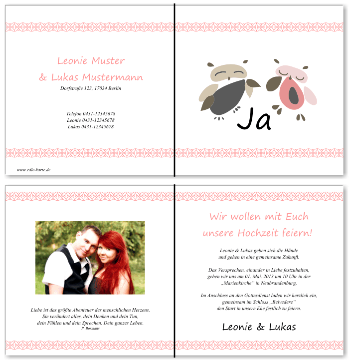  Einladungskarten Hochzeit, Hochzeitseinladungen, Hochzeitskarten, Einladungen f&uuml;r Hochzeit