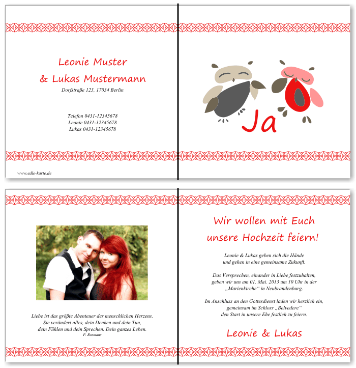  Einladungskarten Hochzeit, Hochzeitseinladungen, Hochzeitskarten, Einladungen f&uuml;r Hochzeit