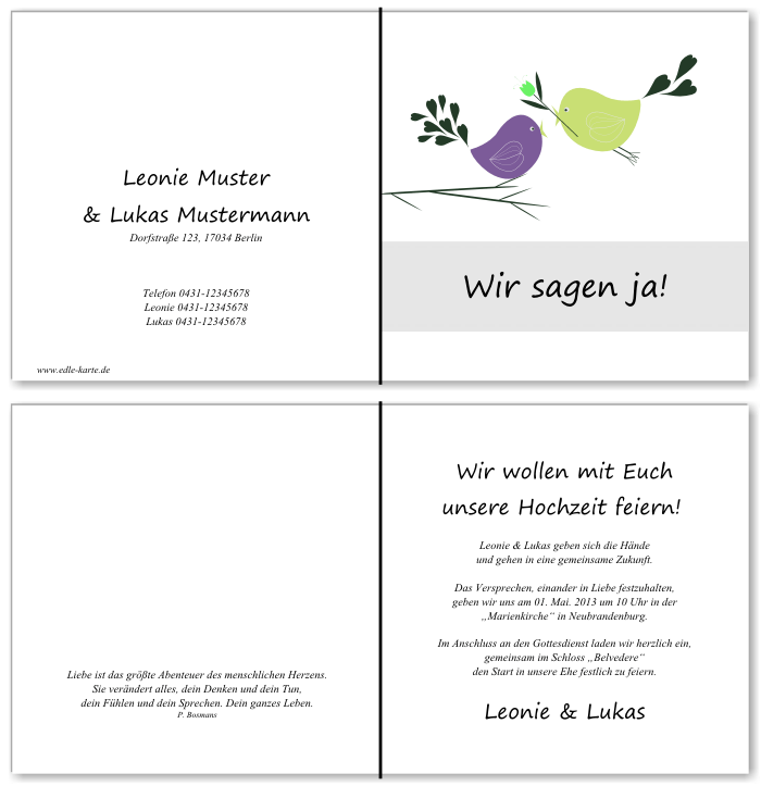  Einladungskarten Hochzeit, Hochzeitseinladungen, Hochzeitskarten, Einladungen f&uuml;r Hochzeit