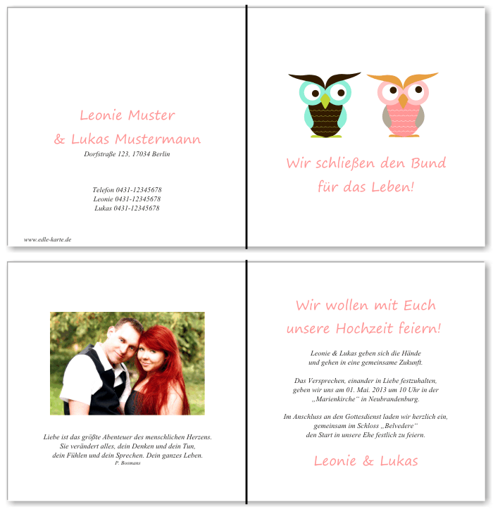 Einladungskarten Hochzeit, Hochzeitseinladungen, Hochzeitskarten, Einladungen f&uuml;r Hochzeit