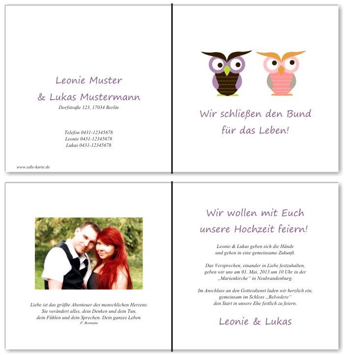  Einladungskarten Hochzeit, Hochzeitseinladungen, Hochzeitskarten, Einladungen f&uuml;r Hochzeit