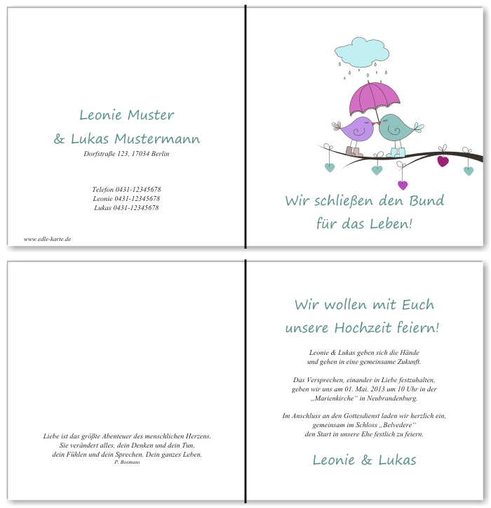  Einladungskarten Hochzeit, Hochzeitseinladungen, Hochzeitskarten, Einladungen f&uuml;r Hochzeit