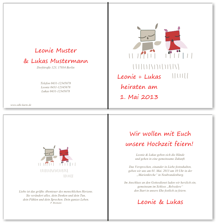  Einladungskarten Hochzeit, Hochzeitseinladungen, Hochzeitskarten, Einladungen f&uuml;r Hochzeit