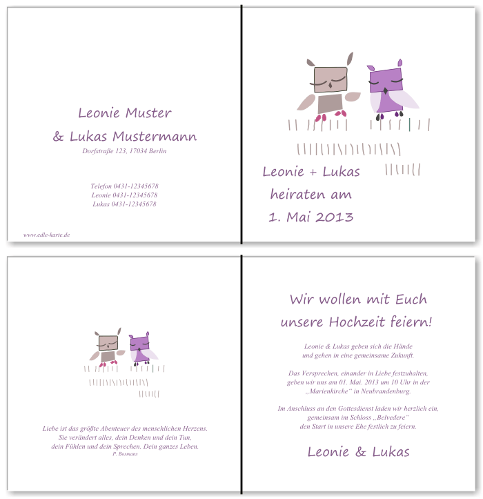  Einladungskarten Hochzeit, Hochzeitseinladungen, Hochzeitskarten, Einladungen f&uuml;r Hochzeit