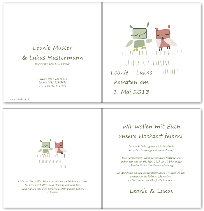  Einladungskarten Hochzeit, Hochzeitseinladungen, Hochzeitskarten, Einladungen f&uuml;r Hochzeit