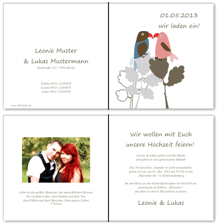  Einladungskarten Hochzeit, Hochzeitseinladungen, Hochzeitskarten, Einladungen f&uuml;r Hochzeit