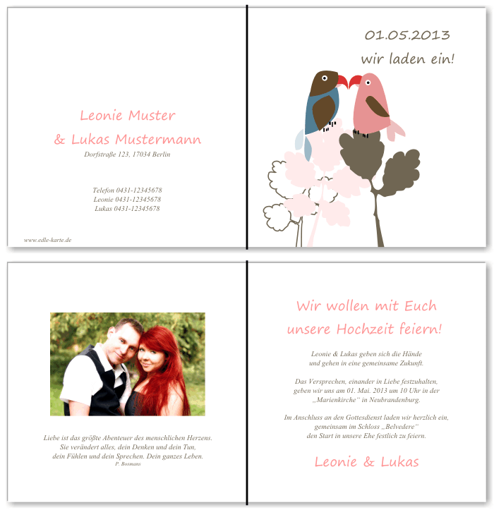  Einladungskarten Hochzeit, Hochzeitseinladungen, Hochzeitskarten, Einladungen f&uuml;r Hochzeit