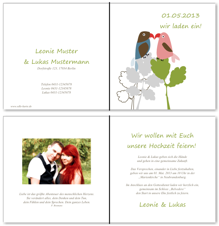  Einladungskarten Hochzeit, Hochzeitseinladungen, Hochzeitskarten, Einladungen f&uuml;r Hochzeit