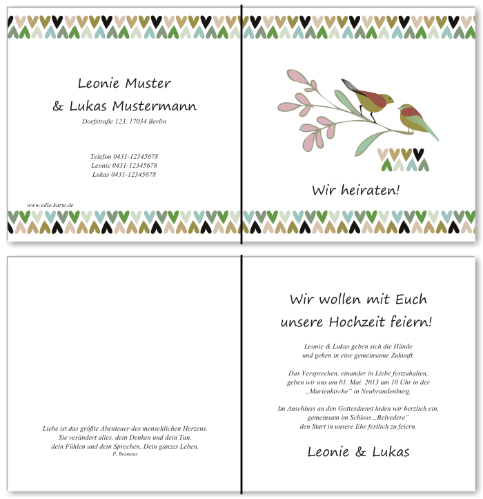  Einladungskarten Hochzeit, Hochzeitseinladungen, Hochzeitskarten, Einladungen f&uuml;r Hochzeit