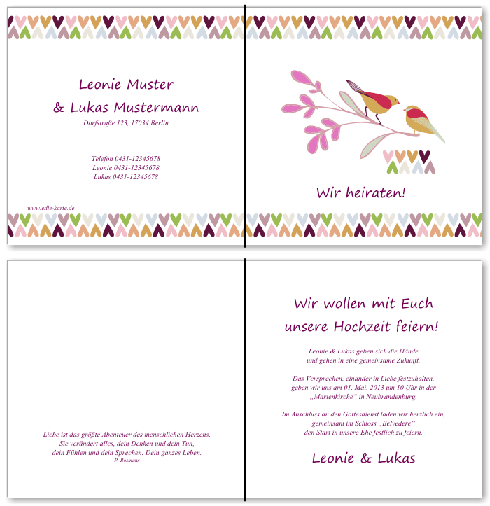  Einladungskarten Hochzeit, Hochzeitseinladungen, Hochzeitskarten, Einladungen f&uuml;r Hochzeit