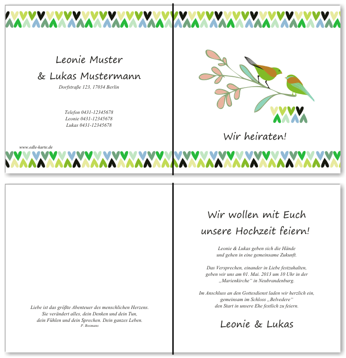  Einladungskarten Hochzeit, Hochzeitseinladungen, Hochzeitskarten, Einladungen f&uuml;r Hochzeit