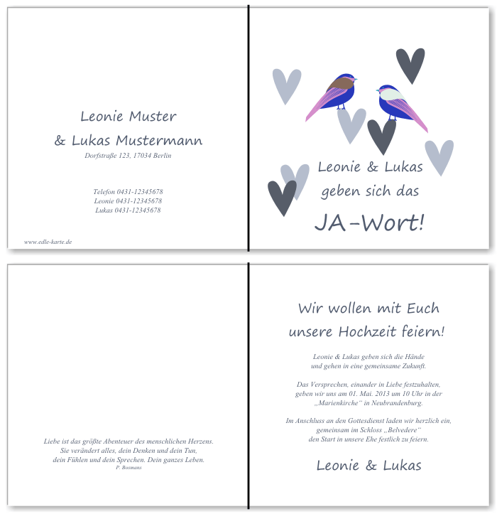  Einladungskarten Hochzeit, Hochzeitseinladungen, Hochzeitskarten, Einladungen f&uuml;r Hochzeit