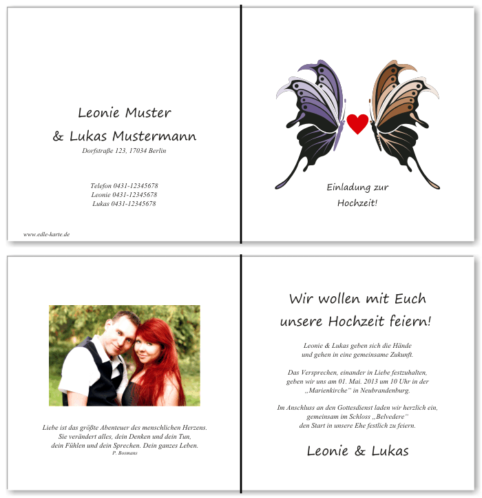  Einladungskarten Hochzeit, Hochzeitseinladungen, Hochzeitskarten, Einladungen f&uuml;r Hochzeit