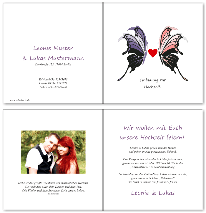  Einladungskarten Hochzeit, Hochzeitseinladungen, Hochzeitskarten, Einladungen f&uuml;r Hochzeit