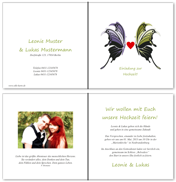  Einladungskarten Hochzeit, Hochzeitseinladungen, Hochzeitskarten, Einladungen f&uuml;r Hochzeit