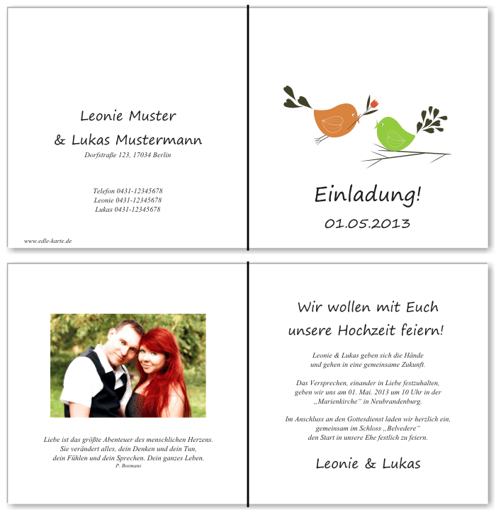  Einladungskarten Hochzeit, Hochzeitseinladungen, Hochzeitskarten, Einladungen f&uuml;r Hochzeit