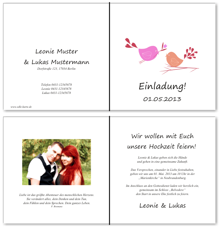  Einladungskarten Hochzeit, Hochzeitseinladungen, Hochzeitskarten, Einladungen f&uuml;r Hochzeit