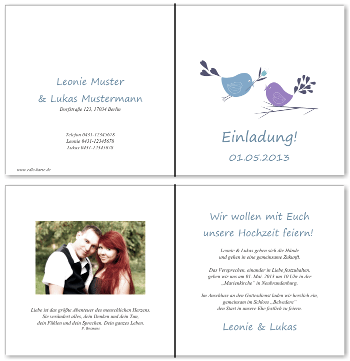  Einladungskarten Hochzeit, Hochzeitseinladungen, Hochzeitskarten, Einladungen f&uuml;r Hochzeit