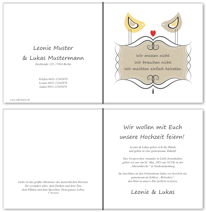  Einladungskarten Hochzeit, Hochzeitseinladungen, Hochzeitskarten, Einladungen f&uuml;r Hochzeit