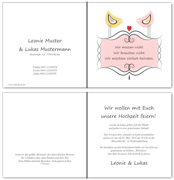  Einladungskarten Hochzeit, Hochzeitseinladungen, Hochzeitskarten, Einladungen f&uuml;r Hochzeit