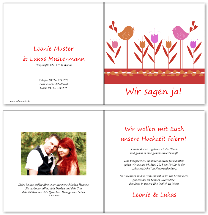  Einladungskarten Hochzeit, Hochzeitseinladungen, Hochzeitskarten, Einladungen f&uuml;r Hochzeit