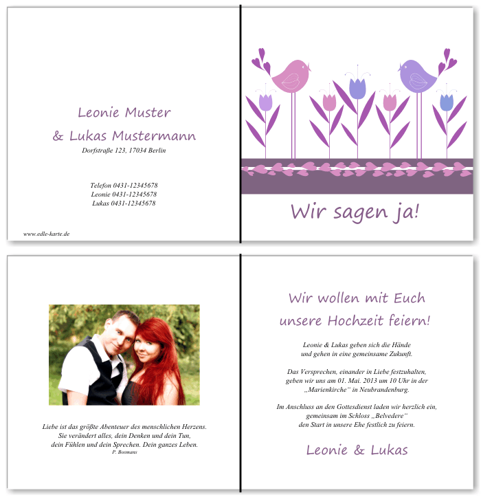  Einladungskarten Hochzeit, Hochzeitseinladungen, Hochzeitskarten, Einladungen f&uuml;r Hochzeit