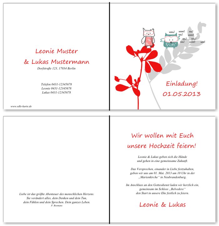  Einladungskarten Hochzeit, Hochzeitseinladungen, Hochzeitskarten, Einladungen f&uuml;r Hochzeit