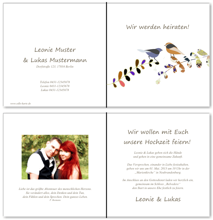  Einladungskarten Hochzeit, Hochzeitseinladungen, Hochzeitskarten, Einladungen f&uuml;r Hochzeit