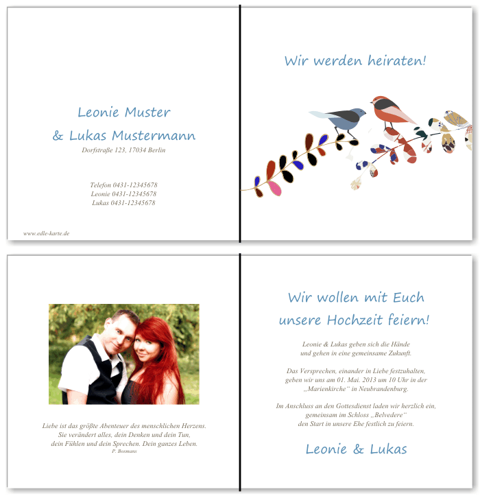  Einladungskarten Hochzeit, Hochzeitseinladungen, Hochzeitskarten, Einladungen f&uuml;r Hochzeit