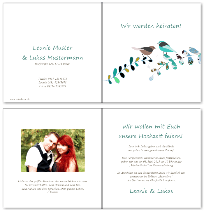  Einladungskarten Hochzeit, Hochzeitseinladungen, Hochzeitskarten, Einladungen f&uuml;r Hochzeit