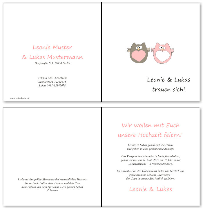  Einladungskarten Hochzeit, Hochzeitseinladungen, Hochzeitskarten, Einladungen f&uuml;r Hochzeit