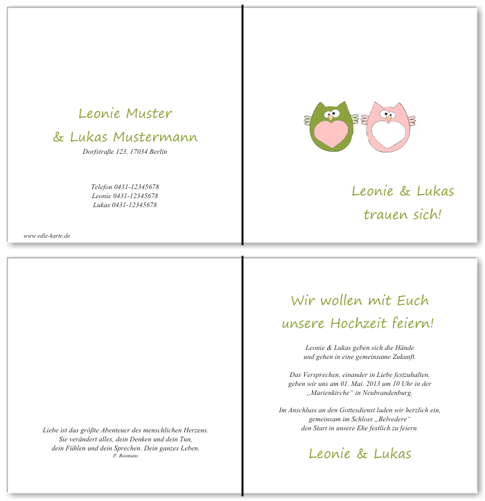  Einladungskarten Hochzeit, Hochzeitseinladungen, Hochzeitskarten, Einladungen f&uuml;r Hochzeit