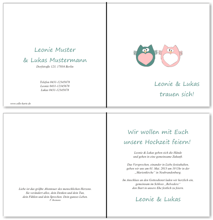  Einladungskarten Hochzeit, Hochzeitseinladungen, Hochzeitskarten, Einladungen f&uuml;r Hochzeit