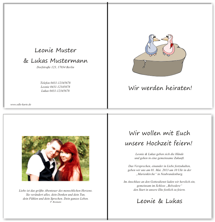  Einladungskarten Hochzeit, Hochzeitseinladungen, Hochzeitskarten, Einladungen f&uuml;r Hochzeit
