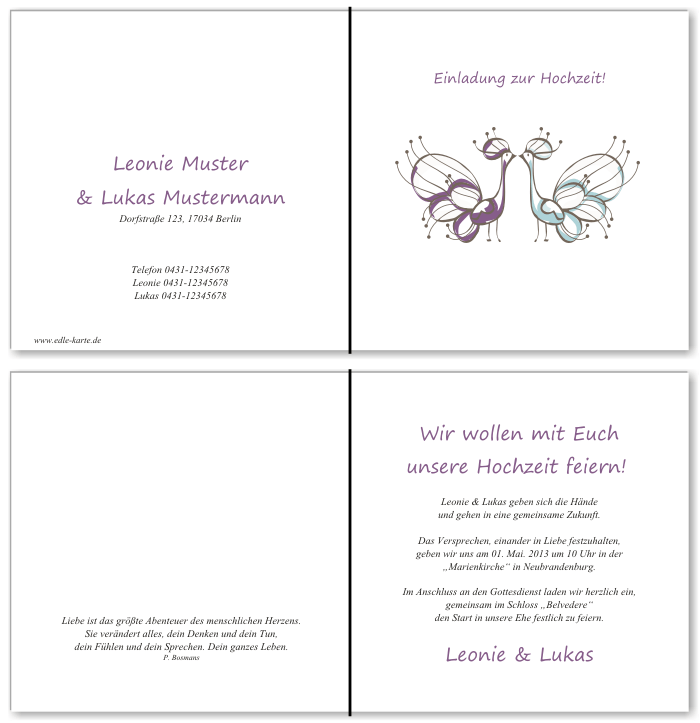  Einladungskarten Hochzeit, Hochzeitseinladungen, Hochzeitskarten, Einladungen f&uuml;r Hochzeit