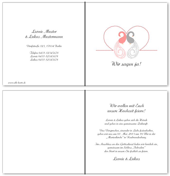  Einladungskarten Hochzeit, Hochzeitseinladungen, Hochzeitskarten, Einladungen f&uuml;r Hochzeit