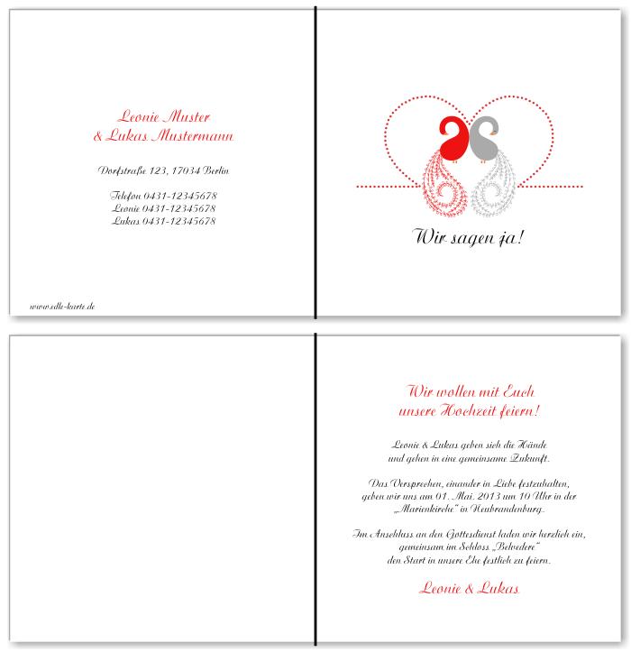  Einladungskarten Hochzeit, Hochzeitseinladungen, Hochzeitskarten, Einladungen f&uuml;r Hochzeit