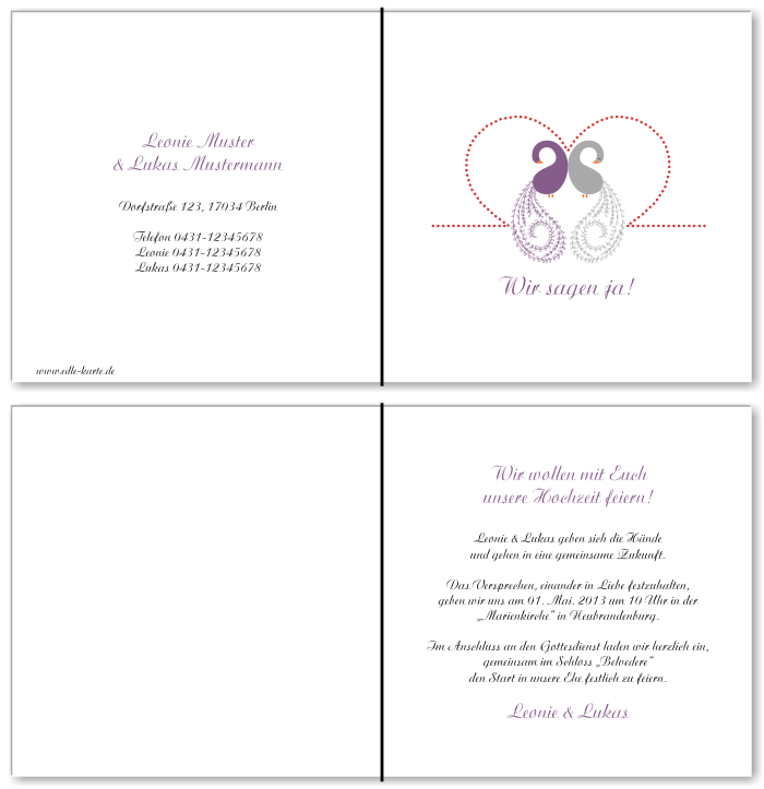  Einladungskarten Hochzeit, Hochzeitseinladungen, Hochzeitskarten, Einladungen f&uuml;r Hochzeit