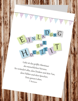 Hochzeitseinladungen, Einladungskarten zur Hochzeit, individuelle Einladungen für Hochzeit, Hochzeitskarten, persönliche Hochzeitseinladungen