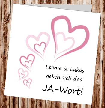 Hochzeitseinladungen, Einladungskarten zur Hochzeit, individuelle Einladungen f&uuml;r Hochzeit, Hochzeitskarten, pers&ouml;nliche Hochzeitseinladungen